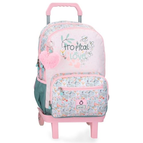 Sac à dos à roulettes pour école primaire cartable de qualité boutique pour enfant saint pierre ILE DE LA REUNION rentrée des classes écoles livraison 974 fille rose fleur tropical