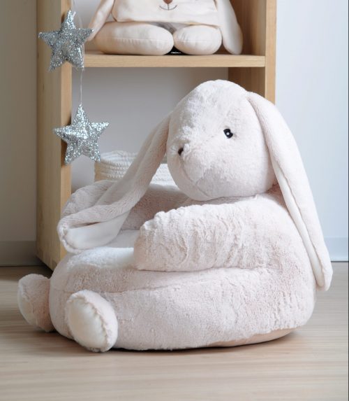 fauteuil pouf lapin beige en forme d'animaux magasin de décoration pour chambre d'enfant saint pierre ile de la réunion