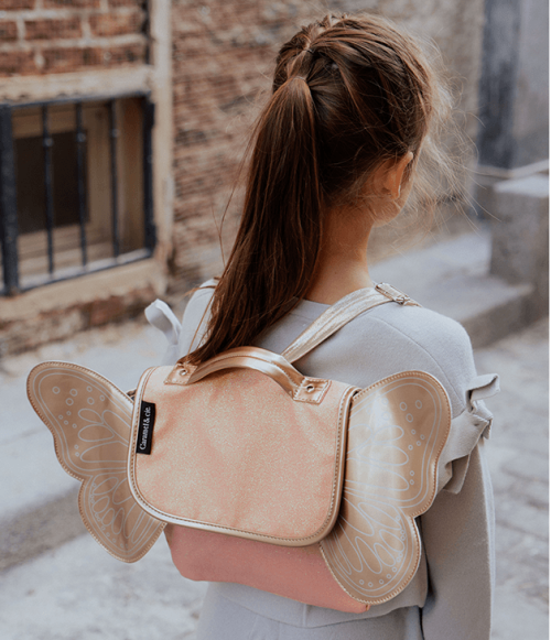 Sac PAPILLON PAILLETTES CORAIL pour enfant boutique pour enfant saint pierre ILE DE LA REUNION rentrée des classes écoles livraison 974 caramel et Cie