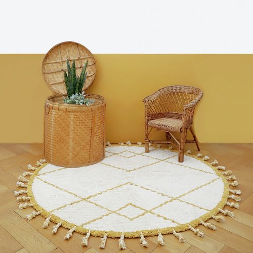 Tapis rond en coton MANGUE NATUREL décoration tendance pour enfant saint pierre ile de la réunion