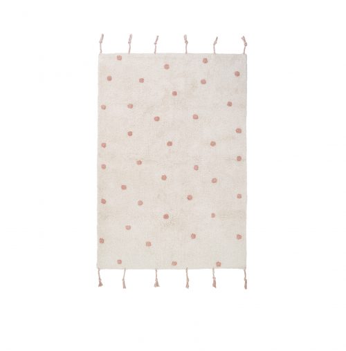 Tapis rectangle en coton POIS ROSE