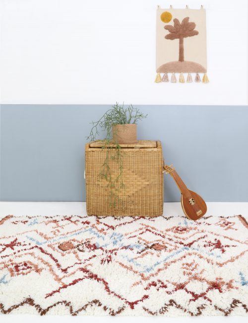 Grand tapis rectangle en coton BERBÈRE HENNÉ