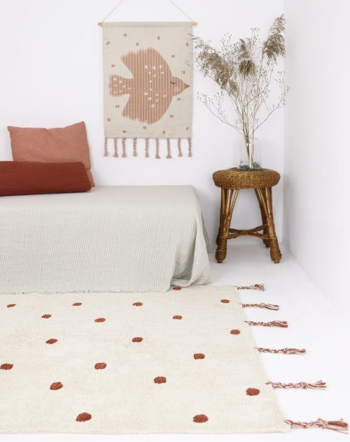 Tapis rectangle en coton POIS AMBRE