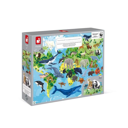 Puzzle éducatif espèces prioritaires WWF revendeur officiel JANOD magasin de jouets en bois à st pierre 97410 livraison ile de la Réunion 974