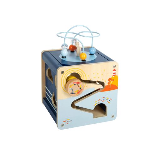 Cube d’activité et de motricité en bois OCEAN jeu éveil bébé boutique de jouets pour enfants saint pierre 97410 reunion livraison 974