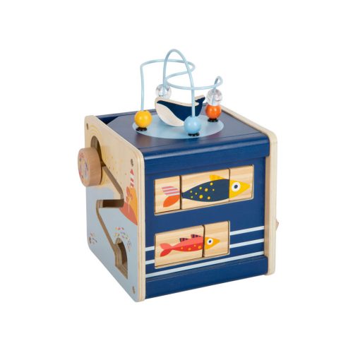 Cube d’activité et de motricité en bois OCEAN jeu éveil bébé boutique de jouets pour enfants saint pierre 97410 reunion livraison 974