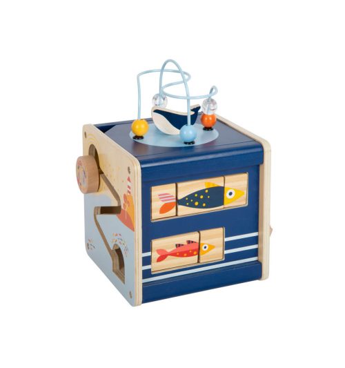 Cube d’activité et de motricité en bois OCEAN jeu éveil bébé boutique de jouets pour enfants saint pierre 97410 reunion livraison 974