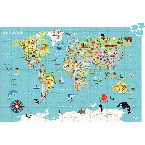 Puzzle 500 pièces La CARTE DU MONDE magasin jouet pour enfant ile de la reunion saint pierre