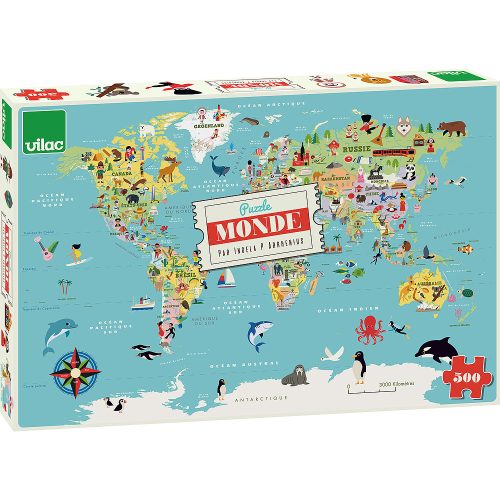 Puzzle 500 pièces La CARTE DU MONDE magasin jouet pour enfant ile de la reunion saint pierre