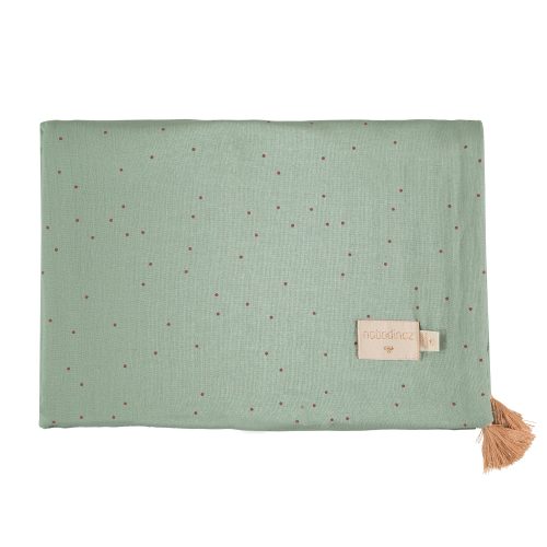 Couverture en coton bio TREASURE TOFFEE SWEET DOTS EDEN GREEN livraison NOBODINOZ ile de la reunion