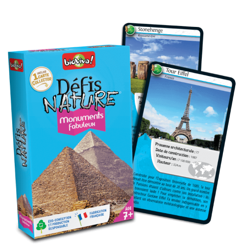 DEFIS NATURE Monuments fabuleux jeu de carte jeu de société jeu écolo revendeur BIOVIVA magasin de jouet en bois st pierre 97410 La réunion 974 livraison