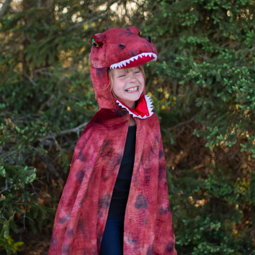 Cape de dinosaure avec griffes GRANDASAURUS T-REX rouge Déguisement enfant lavable en machine boutique jouets déguisement pour enfant saint pierre ILE DE LA REUNION livraison sur tout l'ile 974 fille garçon