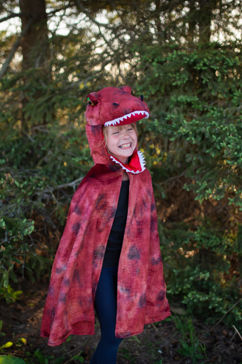 Cape de dinosaure avec griffes GRANDASAURUS T-REX rouge Déguisement enfant lavable en machine boutique jouets déguisement pour enfant saint pierre ILE DE LA REUNION livraison sur tout l'ile 974 fille garçon