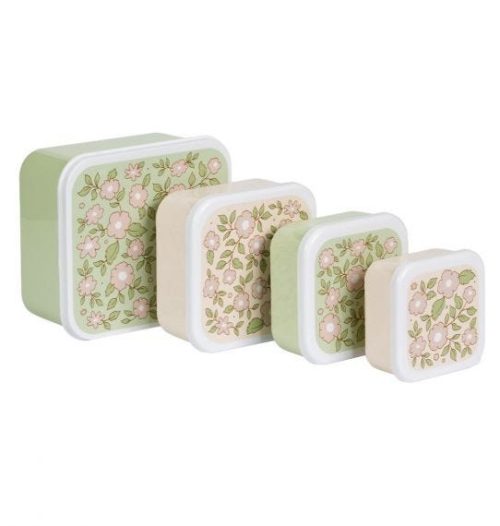 Lot de 4 boîtes à goûter FLEUR BLOSSOM pour enfant boutique pour enfant ILE DE LA REUNION revendeur officiel LITTLE LOVELY COMPANY rentrée des classes écoles 974