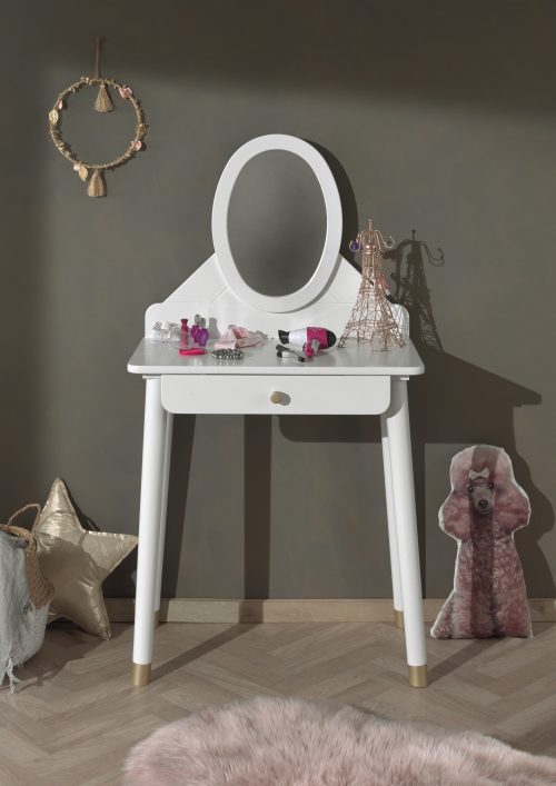 coiffeuse STAR Blanc Satin pour chambre bébé et enfant et ado magasin meuble saint pierre réunion 974