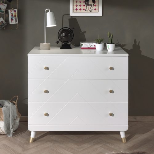 Commode STAR Blanc Satin pour chambre bébé et enfant et ado magasin meuble saint pierre réunion 974