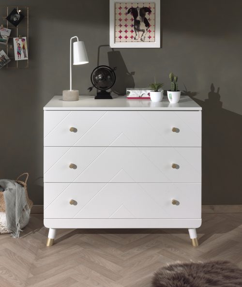 Commode STAR Blanc Satin pour chambre bébé et enfant et ado magasin meuble saint pierre réunion 974