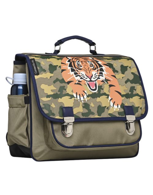 Cartable de qualité pour enfant boutique pour enfant saint pierre ILE DE LA REUNION rentrée des classes écoles livraison 974 caramel et Cie LE ROI TIGRE