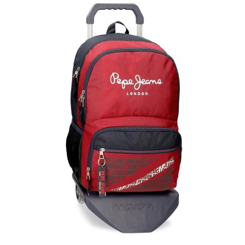 Sac à dos à roulettes pour école primaire cartable de qualité boutique pour enfant saint pierre ILE DE LA REUNION rentrée des classes écoles livraison 974 garçon PEPE JEANS rouge