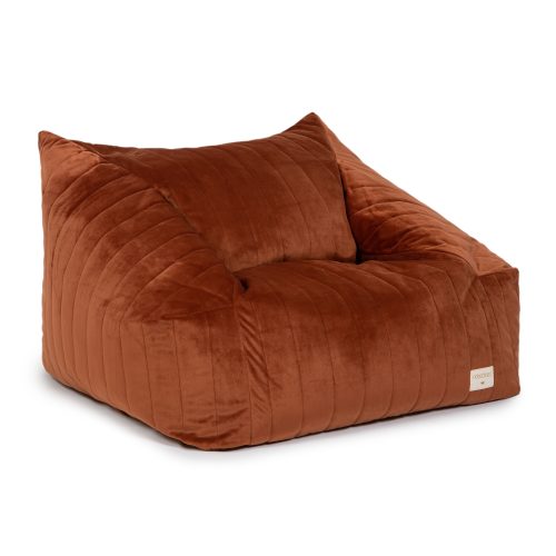 Pouf Déhoussable en velours bio recyclé magasin de décoration pour bébé et enfant livraison ILE DE LA REUNION saint pierre Saint Denis saint Paul 974 brown marron taupe