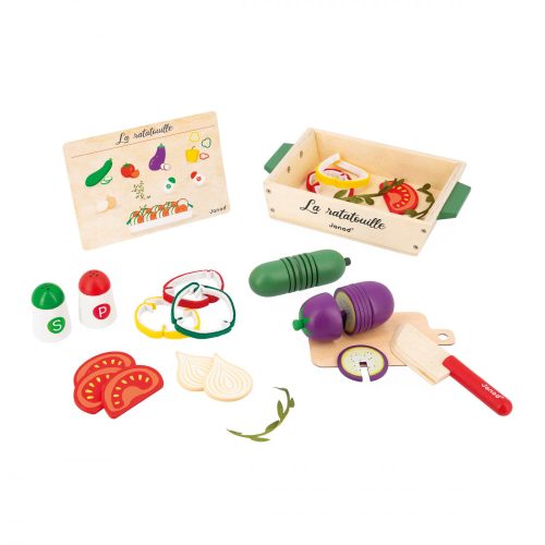 Set ratatouille aliments pour cuisine en bois et marchande revendeur JANOD magasin de jouets à st pierre 97410 livraison la réunion 974