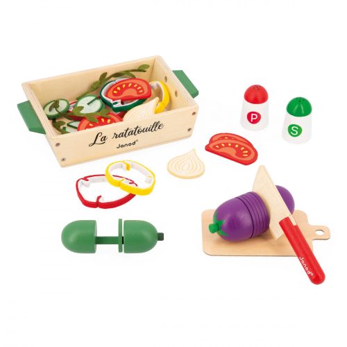 Set ratatouille aliments pour cuisine en bois et marchande revendeur JANOD magasin de jouets à st pierre 97410 livraison la réunion 974