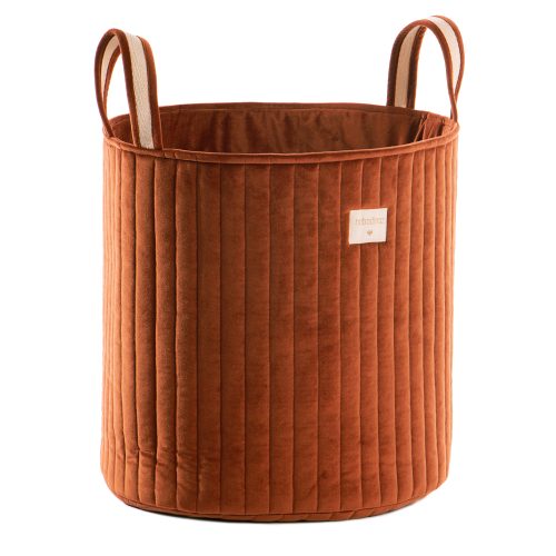 Sac à jouets ou sac à linges en velours avec anses NOBODINOZ magasin aménagement de chambre bébé et enfant ile de la reunion st pierre 974 BROWN