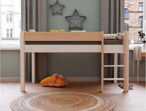 Lit surélevé Mi-Hauteur 90×190 cm  pour enfant magasin de mobilier meuble et décoration pour chambre d'enfant fille ou garçon ILE DE LA REUNION 974