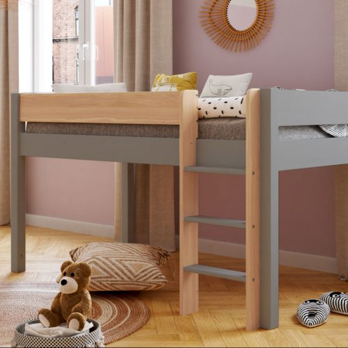 Lit surélevé Mi-Hauteur 90×190 cm  pour enfant magasin de mobilier meuble et décoration pour chambre d'enfant fille ou garçon ILE DE LA REUNION 974