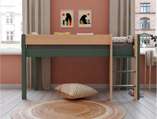 Lit surélevé Mi-Hauteur 90×190 cm  pour enfant magasin de mobilier meuble et décoration pour chambre d'enfant fille ou garçon ILE DE LA REUNION 974