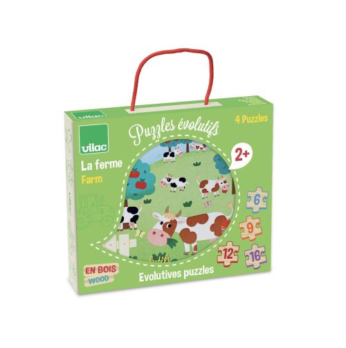 Lot de 4 puzzle évolutif la ferme revendeur officiel VILAC jouet en bois magasin de jouet saint pierre 97410 La Réunion 974