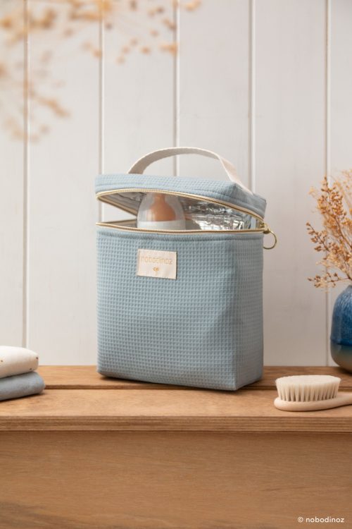 Sac isotherme en coton bio CONCERTO STONE BLUE boutique bébé revendeur nobodinoz officiel ile de la reunion saint pierre