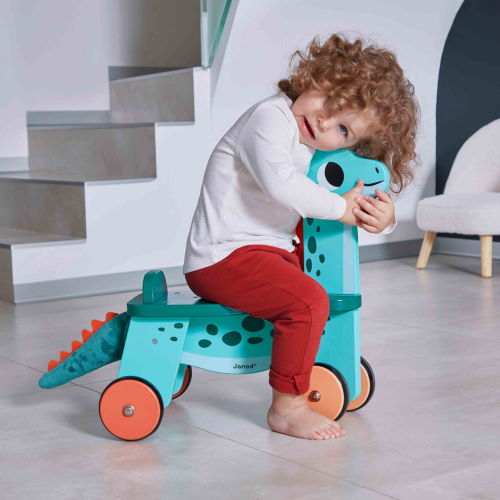 Porteur dino portosaurus revendeur officiel JANOD magasin de jouets en bois ST PIERRE 97410 livraison la Réunion 974