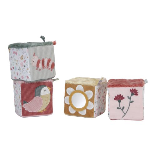 Ensemble de blocs souples et doux Lot de 4 Cubes en tissu FLOWERS & BUTTERFLIES revendeur LITTLE DUTCH saint pierre ILE DE LA REUNION 974