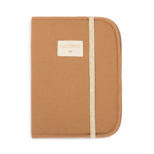 Protège carnet de santé en coton bio NID D'ABEILLE CARAMEL coton bio boutique et boutique en ligne bébé et future maman ILE DE LA REUNION 974