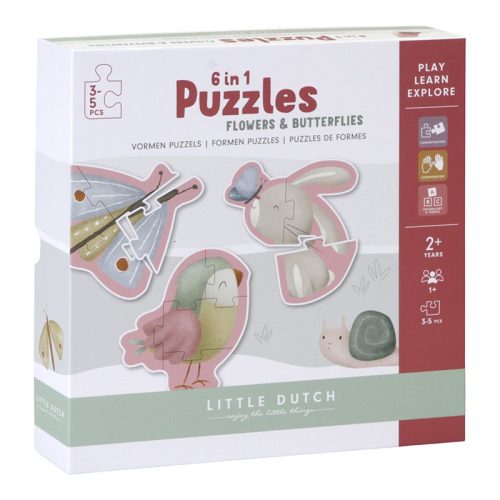 Puzzle 6 en 1 FLOWERS & BUTTERFLIES boutique de jouet enfant revendeur officiel Little Dutch saint pierre reunion 974