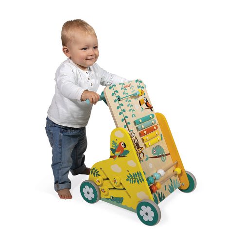 chariot multi-activités TROPIK éveil bébé aide à la marche motricité bébé revendeur officiel JANOD jouet en bois magasin de jouet saint pierre 97410 La Réunion 974