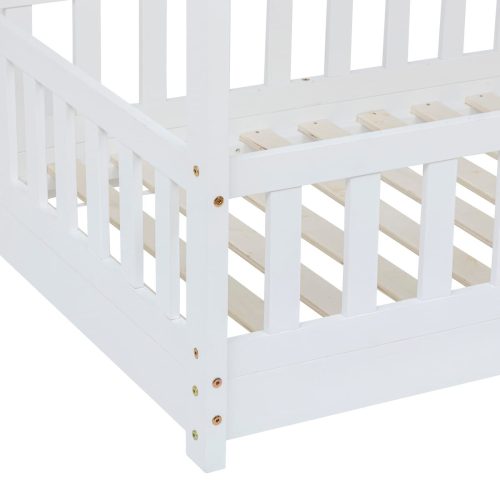 Lit 90x190 cabane Montessori EDEN Blanc avec barrière boutique de meuble et décoration pour enfant saint pierre ile de la reunion 974