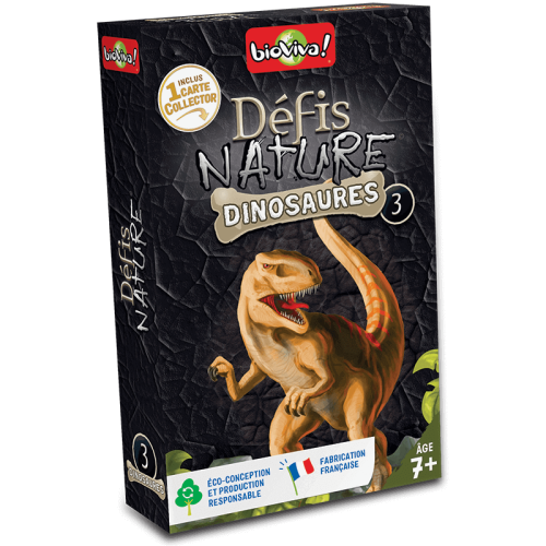 DEFIS NATURE Dinosaures jeu de carte jeu de société jeu écolo revendeur BIOVIVA magasin de jouet en bois st pierre 97410 La réunion 974 livraison