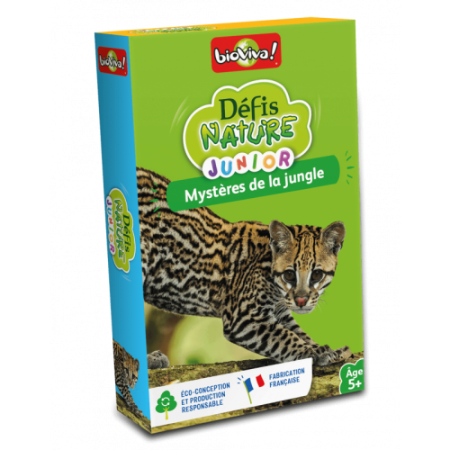 DEFIS NATURE JUNIOR Mystère de la jungle jeu de carte jeu de société jeu écolo revendeur BIOVIVA magasin de jouet en bois st pierre 97410 La réunion 974 livraison