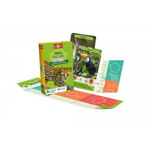 DEFIS NATURE JUNIOR Mystère de la jungle jeu de carte jeu de société jeu écolo revendeur BIOVIVA magasin de jouet en bois st pierre 97410 La réunion 974 livraison