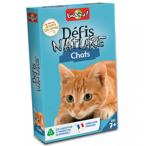 DEFIS NATURE CHATS jeu de carte jeu de société jeu écolo revendeur BIOVIVA magasin de jouet en bois st pierre 97410 La réunion 974 livraison