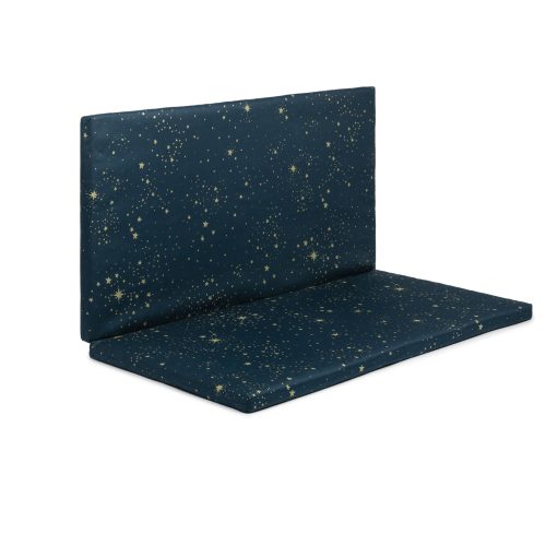 Matelas de sol en coton bio pliable GOLD STELLA NIGHT BLUE décoration pour chambre bébé et enfant ILE DE LA REUNION 974