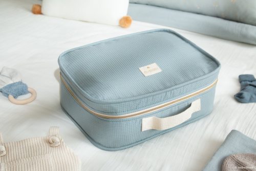 Valise de maternité pour bébé VICTORIA Sac de maternité Texture en nid d’abeille de coton bio boutique et boutique en ligne bébé et future maman ILE DE LA REUNION 974