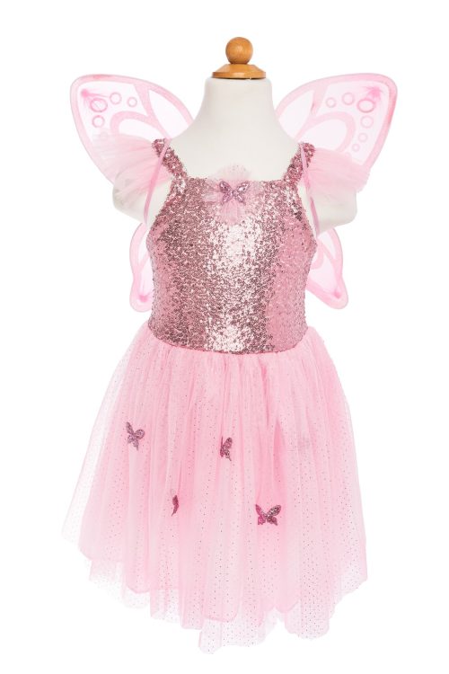 Robe PAPILLON SEQUINS ROSE avec ailes Déguisement enfant lavable en machine boutique pour enfant saint pierre ILE DE LA REUNION livraison sur tout l'ile 974