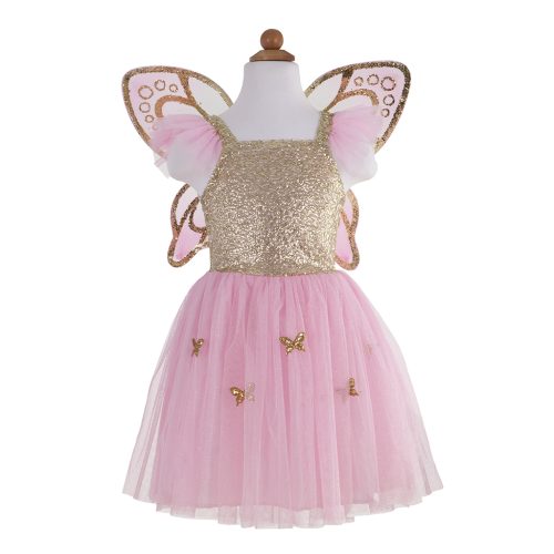 Robe PAPILLON SEQUINS ROSE avec ailes Déguisement enfant lavable en machine boutique pour enfant saint pierre ILE DE LA REUNION livraison sur tout l'ile 974 fée fille