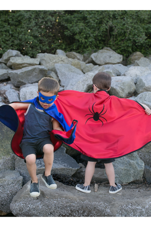 Cape de super héros avec masque RÉVERSIBLE pour enfant Déguisement enfant lavable en machine boutique pour enfant saint pierre ILE DE LA REUNION livraison sur tout l'ile 974