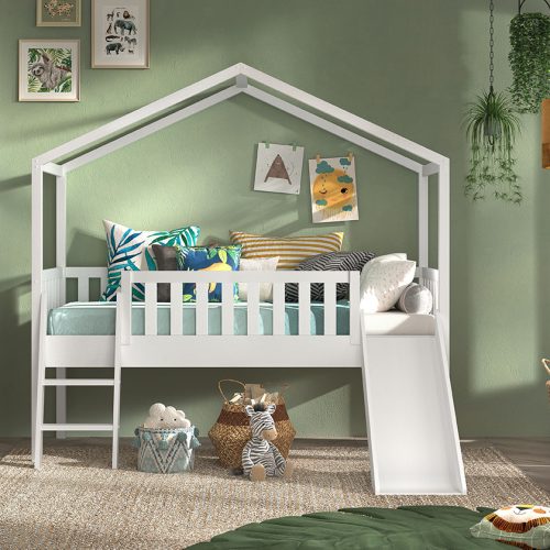 Lit cabane toboggan ELIOTT lit enfant mi hauteur magasin mobiliers enfant chambre enfants 97410 La Réunion St Pierre