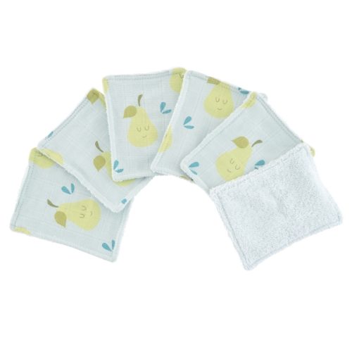 Lot de 6 lingettes lavables POIRES en coton BIO produit écologique pour bébé et enfant revendeur officiel LITTLE CREVETTE Saint-Pierre 974 ile de la réunion