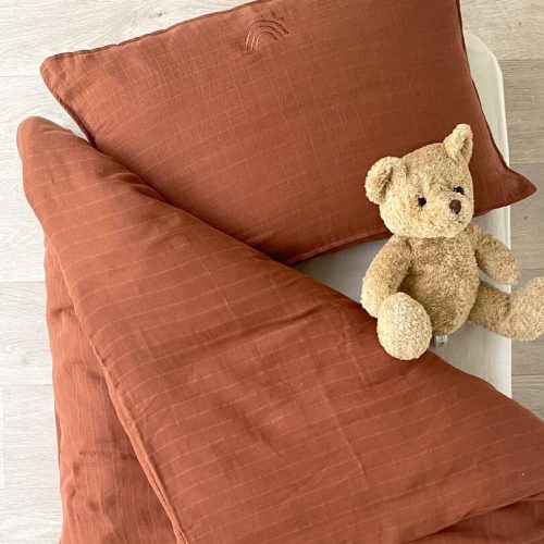 Parure housse de couette 100X140 coton bio uni gaze de coton bio tonka revendeur LITTLE CREVETTE magasin pour enfant st pierre 97410 livraison 974 La Réunion